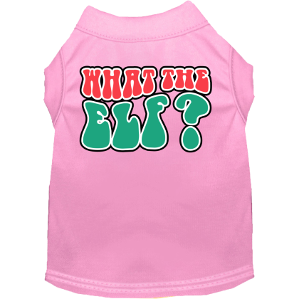 What the Elf Screen Print Dog Shirt Light Pink Size XS