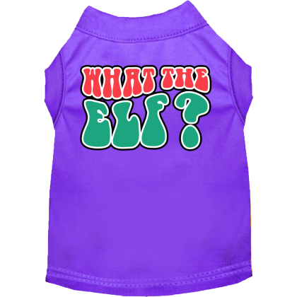 What the Elf Screen Print Dog Shirt Purple Size XS