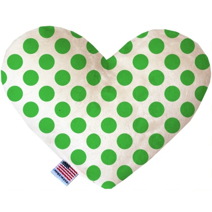 White and Green Dotted 6 inch Canvas Heart Dog Toy