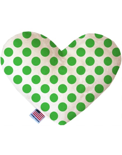 White and Green Dotted 6 inch Canvas Heart Dog Toy