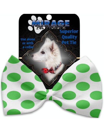 White and Green Dotted Pet Bow Tie