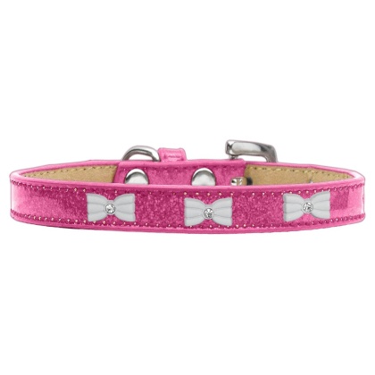 White Bow Widget Dog Collar Pink Ice Cream Size 10