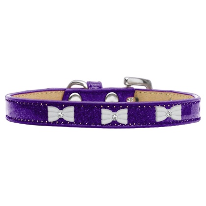 White Bow Widget Dog Collar Purple Ice Cream Size 10