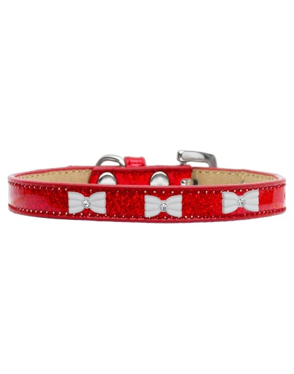 White Bow Widget Dog Collar Red Ice Cream Size 10