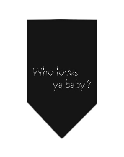 Who Loves Ya Baby Rhinestone Bandana Black Large