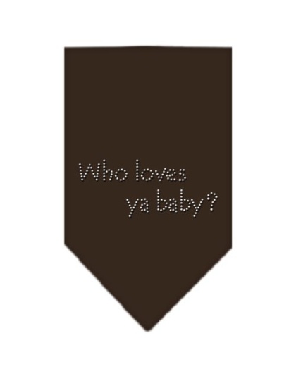 Who Loves Ya Baby Rhinestone Bandana Cocoa Large