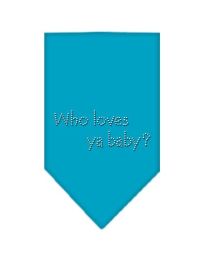 Who Loves Ya Baby Rhinestone Bandana Turquoise Large