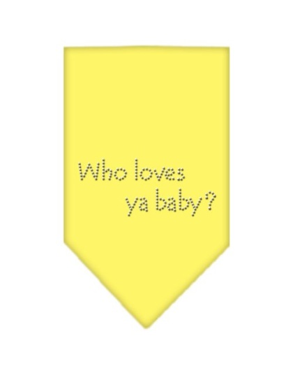 Who Loves Ya Baby Rhinestone Bandana Yellow Large