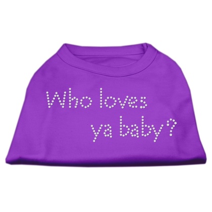 Who Loves Ya Baby? Rhinestone Shirts Purple L