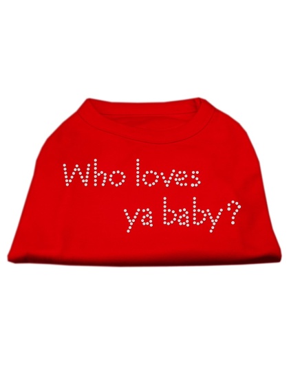 Who Loves Ya Baby? Rhinestone Shirts Red L