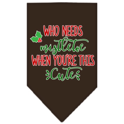 Who Needs Mistletoe Screen Print Bandana Cocoa Large