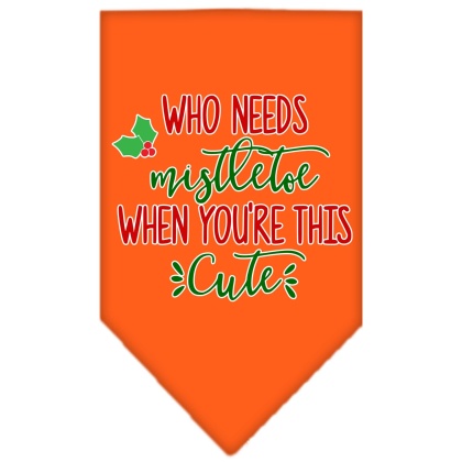 Who Needs Mistletoe Screen Print Bandana Orange Large