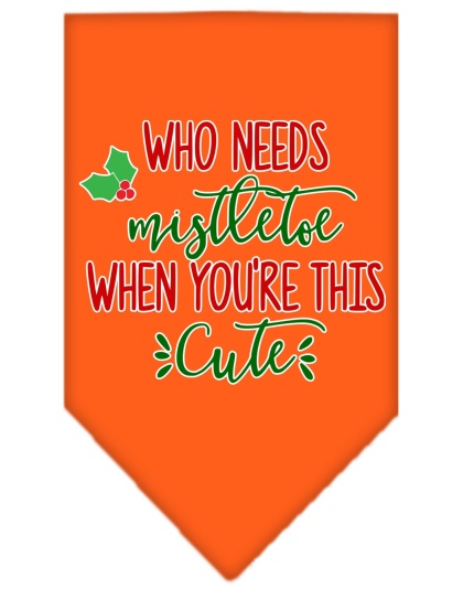 Who Needs Mistletoe Screen Print Bandana Orange Large