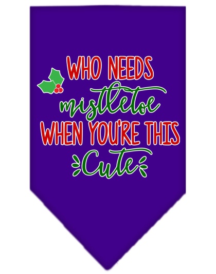 Who Needs Mistletoe Screen Print Bandana Purple Large