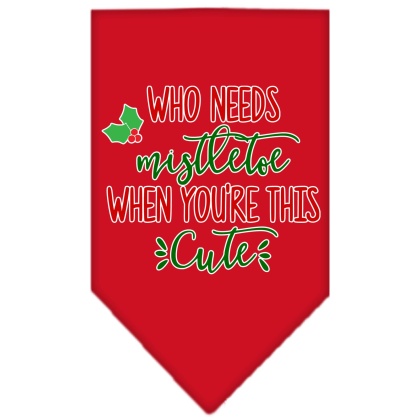 Who Needs Mistletoe Screen Print Bandana Red Large