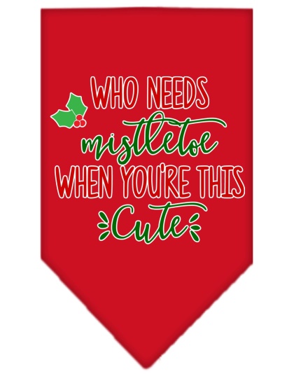 Who Needs Mistletoe Screen Print Bandana Red Large