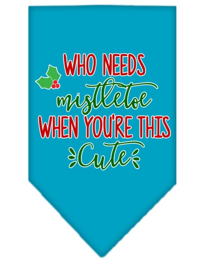 Who Needs Mistletoe Screen Print Bandana Turquoise Large