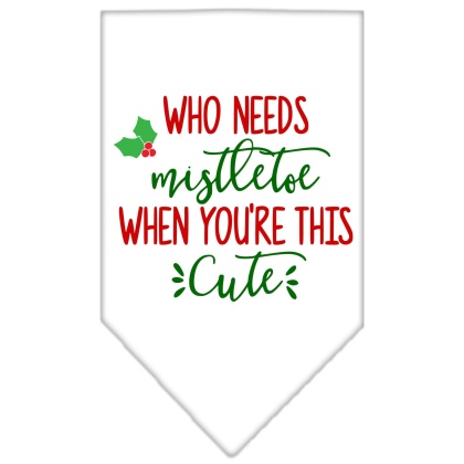 Who Needs Mistletoe Screen Print Bandana White Large