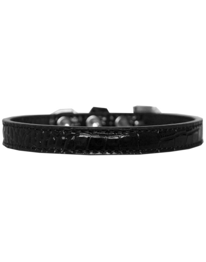 Wichita Plain Croc Dog Collar Black Size 10