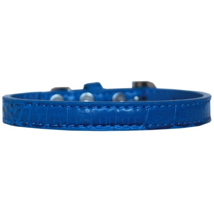 Wichita Plain Croc Dog Collar Blue Size 10