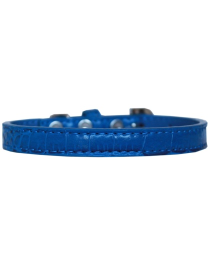 Wichita Plain Croc Dog Collar Blue Size 10