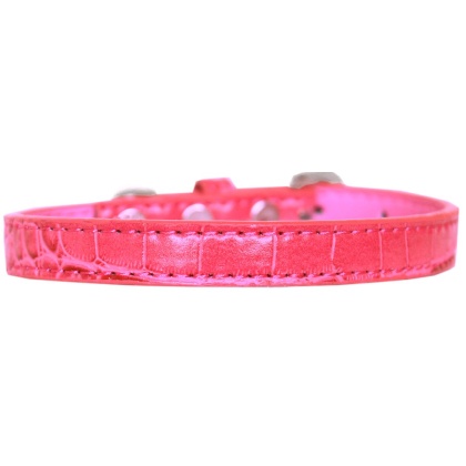 Wichita Plain Croc Dog Collar Bright Pink Size 10
