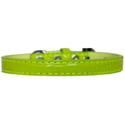 Wichita Plain Croc Dog Collar Lime Green Size 10