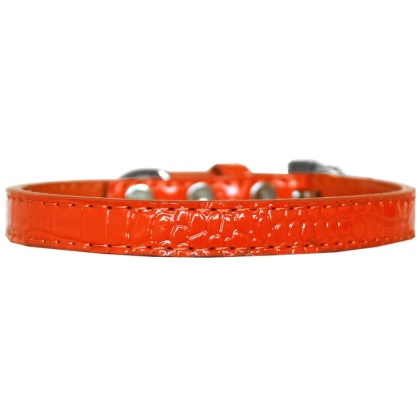 Wichita Plain Croc Dog Collar Orange Size 10