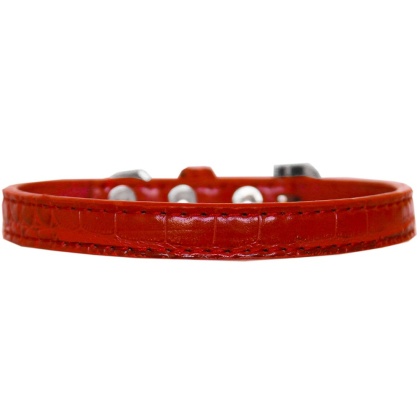 Wichita Plain Croc Dog Collar Red Size 10