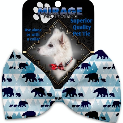 Winter Bear Tracks Pet Bow Tie Collar Accessory with Velcro