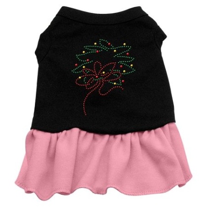 Wreath Rhinestone Dress Black with Pink Lg