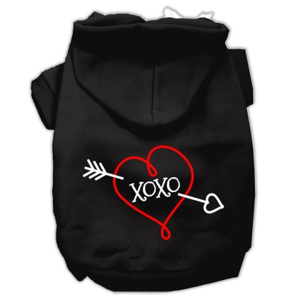 XOXO Screen Print Pet Hoodies Black Size Lg