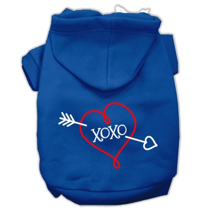 XOXO Screen Print Pet Hoodies Blue Size Lg