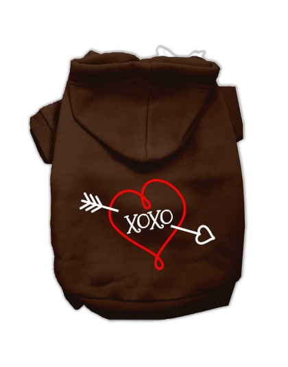 XOXO Screen Print Pet Hoodies Brown Size Lg