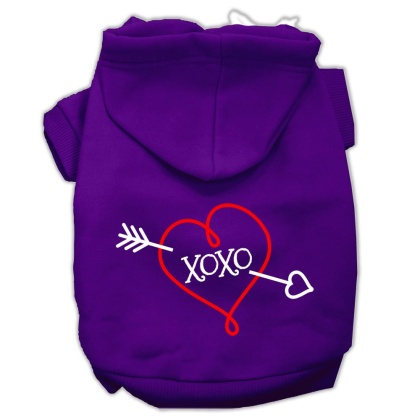 XOXO Screen Print Pet Hoodies Purple Size Lg