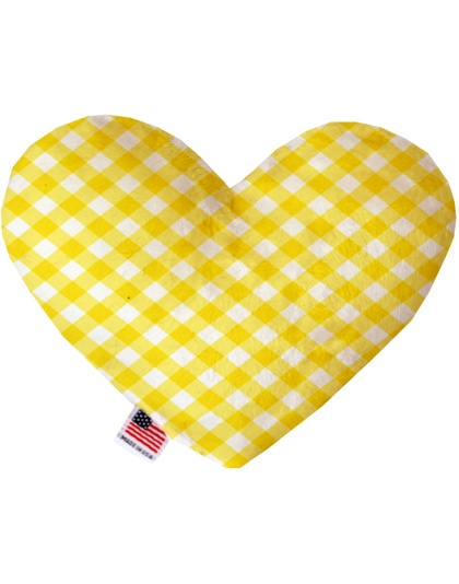 Yellow Plaid 6 inch Canvas Heart Dog Toy