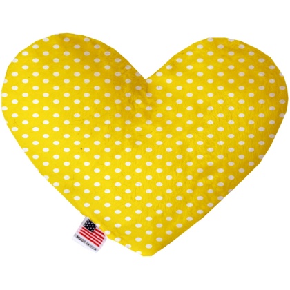 Yellow Polka Dots 6 inch Canvas Heart Dog Toy