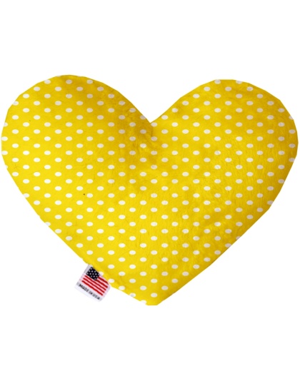 Yellow Polka Dots 6 inch Canvas Heart Dog Toy