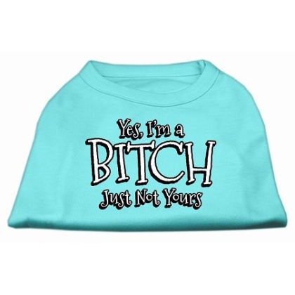 Yes I'm a Bitch Just not Yours Screen Print Shirt Aqua Lg