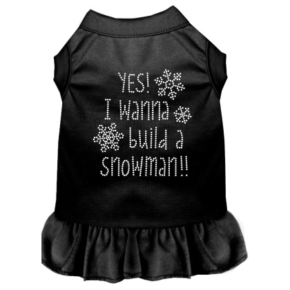 Yes! I want to Build a Snowman Rhinestone Dog Dress Black 4X