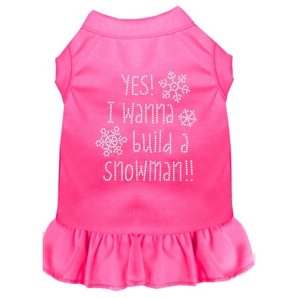 Yes! I want to Build a Snowman Rhinestone Dog Dress Bright Pink 4X