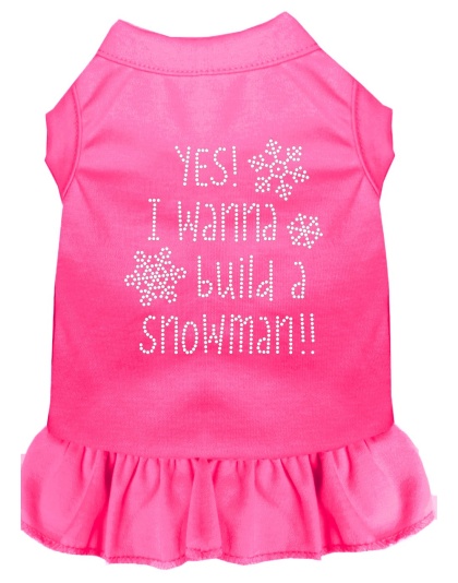 Yes! I want to Build a Snowman Rhinestone Dog Dress Bright Pink 4X