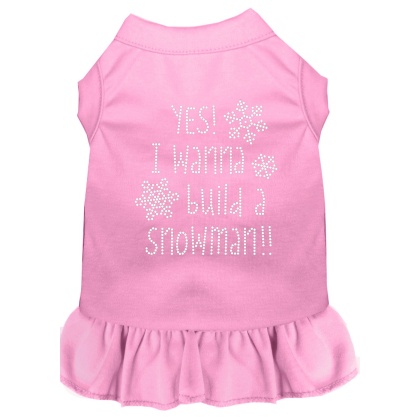 Yes! I want to Build a Snowman Rhinestone Dog Dress Light Pink 4X