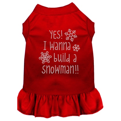Yes! I want to Build a Snowman Rhinestone Dog Dress Red 4X