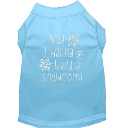Yes! I want to build a Snowman Rhinestone Dog Shirt Baby Blue Lg