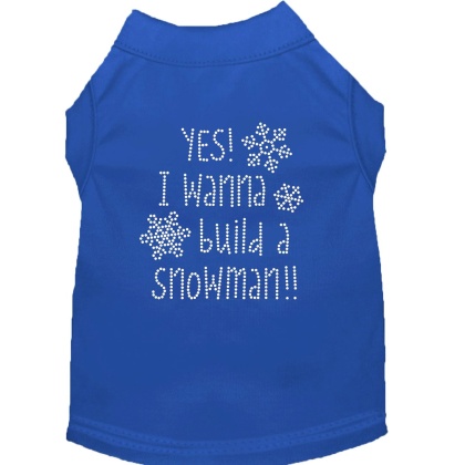 Yes! I want to build a Snowman Rhinestone Dog Shirt Blue Lg
