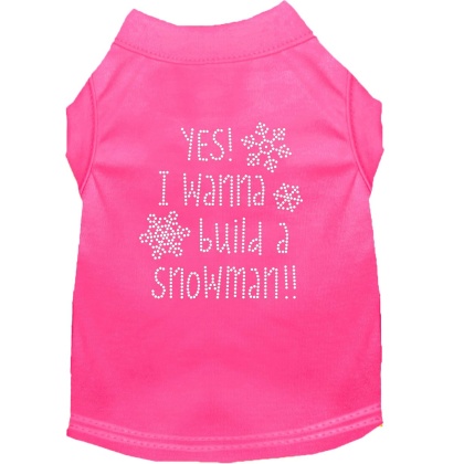 Yes! I want to build a Snowman Rhinestone Dog Shirt Bright Pink Lg