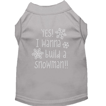 Yes! I want to build a Snowman Rhinestone Dog Shirt Grey Lg