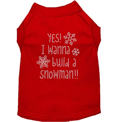 Yes! I want to build a Snowman Rhinestone Dog Shirt Red Lg