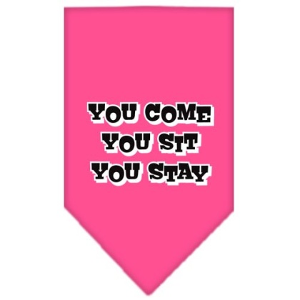 You Come, You Sit, You Stay Screen Print Bandana Bright Pink Large